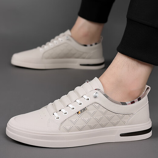 Playboy official website, Fang Ship Store Flag Official Website Men's Shoes New Model 2024 Genuine Leather Soft Sole Breathable Board Shoes Men's Fashion Fashion Playboy 6628 Khaki Ordinary Model 39