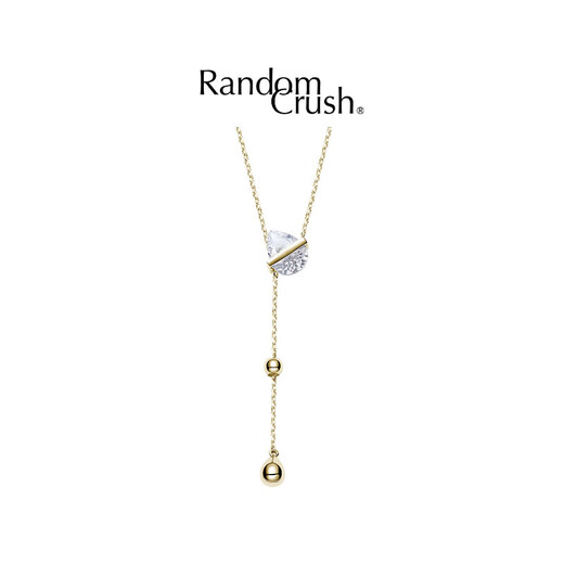Chi Xing RandomCrush Star Shift 14K Gold Water Drop Pendant Water Necklace Adjustable Design Necklace 14K Gold Natural Crystal (Spot 48h Delivery) Live Mouth 46cm