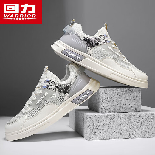 Warrior men's shoes summer versatile mesh shoes men's breathable casual shoes men's L758N white gray 43