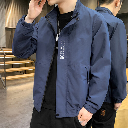Fat Donglai Jacket Men's Jacket 2022 New Spring and Autumn Stand Collar Trendy Workwear All-match Plus Winter Baseball Top 6189 Black [Spring and Autumn Style] M