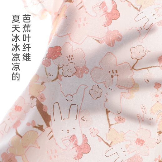 
Bali little pig girl summer short-sleeved thin bunny clothes sweet princess style clothes outfit baby summer jumpsuit peach blossom bloom 90cm