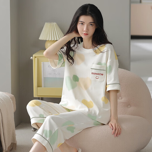 浪莎七分女士睡衣女纯棉夏季薄款短款高级感新款大码宽松可外穿居家服