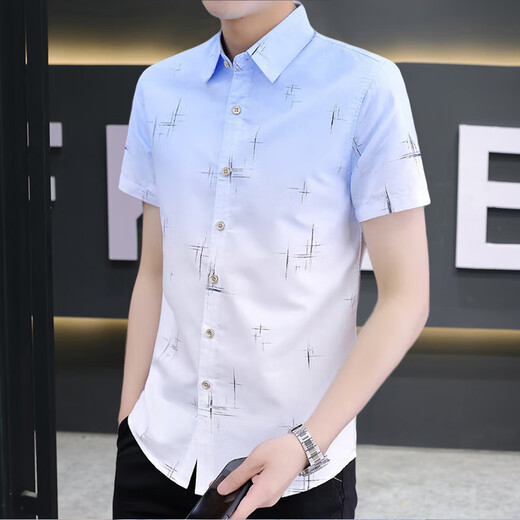 Shirt à manche à manches courtes de style coréen pour hommes semi les chemises minces minces jeunes beaux jaunes 833 m 80-104jin [Jin est égal à 0,5 kg]