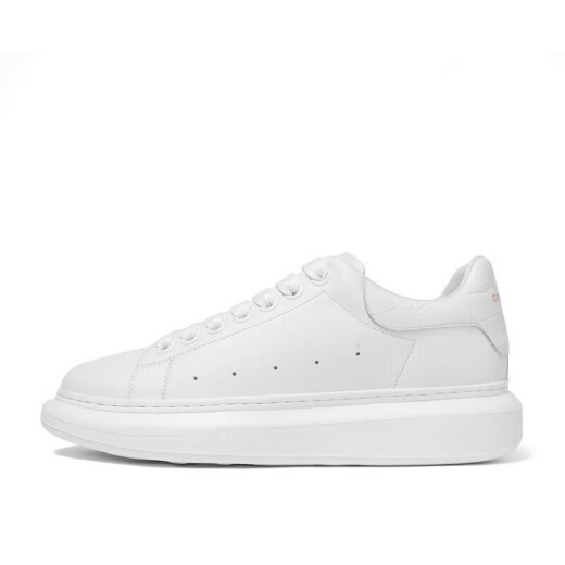 Belle kontrastierende weiße Schuhe Herren Kuhläsesandleder komfortable dicke Freizeitbrettschuhe a1160cm3 ruhiger Weiß 40