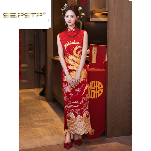 夏典素订女王（SE.PSTP）秀禾服婚服2024新款结婚敬酒礼服新娘龙凤褂中式嫁衣旗袍显瘦 XH1049星熠配金珠头饰 XL