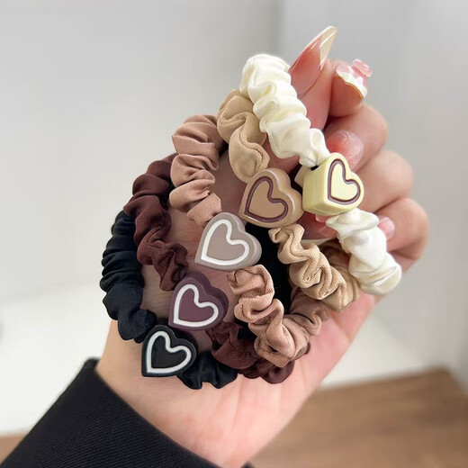 Demina's new Korean style cute and loving small intestine hair band for women, simple and forest-style high elastic headband, ball scalp band LL205-mixed color 5 pieces