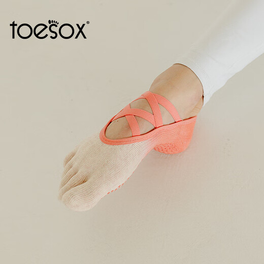 Toesox yoga socks five-toe socks Pilates dance non-slip particle elastic sports socks black S (size 34~38)