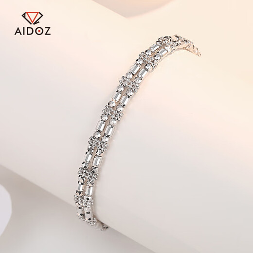 Aido diamond platinum double-layer bracelet for women pt950 platinum round bead open bracelet, weight 18-19 grams, width about 6.2mm