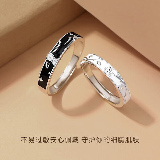 MZMZ Prince and Rose Platinum Couple Ring PT950 Platinum Pair Ring Valentine's Day Birthday Gift for Girlfriend and Wife Light Luxury Style - Little Prince and Rose