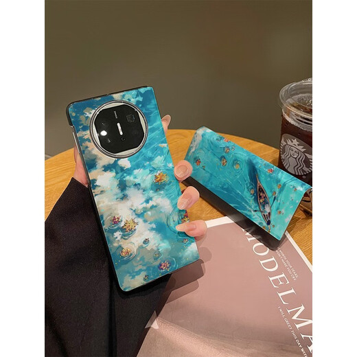 Huawei (Huawei) es adecuado para Huawei Matex6 Case de teléfonos móviles Flip Cuero de cuero Hojas caídas Barco Matext Huawei Caso de teléfono móvil triple [DD839 Barco de hojas caídas] Case de cuero de inclinación completa Huawei Mate X6 Collector's Version