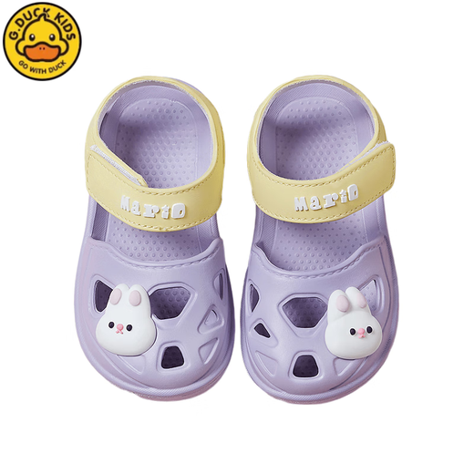 G.Duckkids Kindersandalen Sommerlochschuhe Mädchen Kopf Klettverteiler Nicht-Rutsch-Jungen-Outdoor-Strand süß 9277 Lila 10.5 Größe 130 Größe Inner Länge 13c Empfohlen 12.5-13
