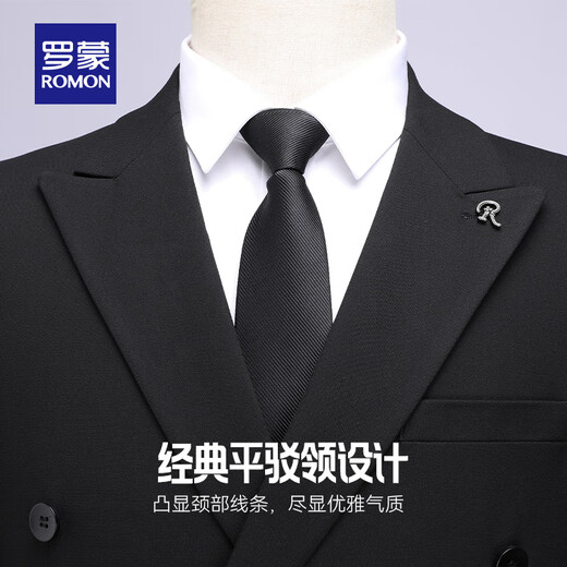 ROMON Men's Suit Suit 2025 Spring New Business Casual Professional Suit Western and Middle Youth Suit Black M (170)
