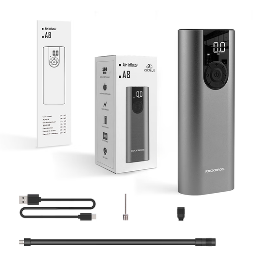 Rock Brothers Electric Pump for Bicycles, Cars and Motorcycles High Voltage Car Air Pump Portable Aluminum Alloy Shell/A8