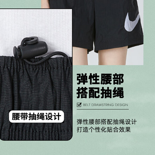Nike (NIKE) women's summer sports suit, running and fitness training suit, trendy and fashionable breathable woven and quick-drying casual clothes, hooded short jacket jacket + shorts/two-piece set XL