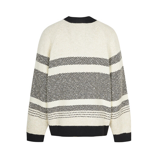 Sketch Men's 2025 Spring New Arrival Long Sleeve V-neck H-shaped Loose Sweater 9P231504H 098 Black and Gray Combination L