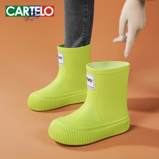 CARTELO rain boots for women in summer kitchen work rubber shoes lightweight outside waterproof and anti-slip soft bottom water shoes high tube rain boots black (upgrade model) 41 [40-41 same size]
