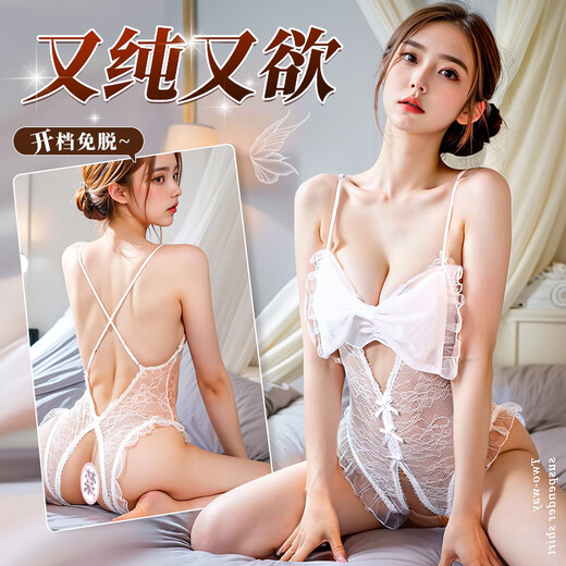姬欲（JIUUY）透视情趣内衣诱惑装连体衣2025新款性感免脱睡衣战袍小胸衣服qqny 9922白色 均码