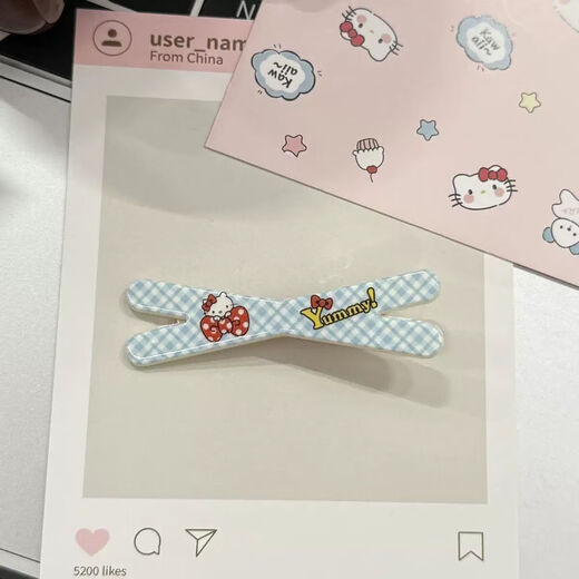 Sweet girly heart KT cat hairpin cute cartoon student bangs clip side clip ins high-looking hairpin hair accessory KT cross hairpin random one