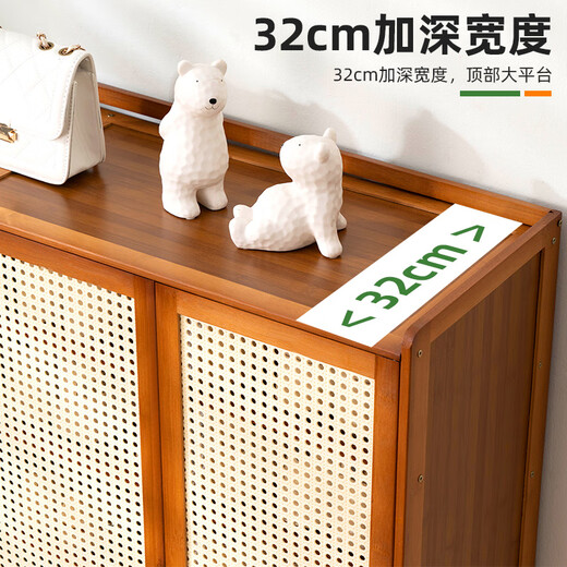 Old bamboo craftsman multi-layer shoe cabinet door entry cabinet shoe rack household integrated wall-mounted large-capacity storage partition entrance cabinet