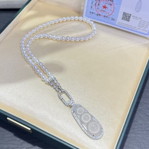 DRJEFUN new pea chalcedony freshwater pearl pendant women's niche design light luxury clavicle chain personalized necklace chain personalized necklace