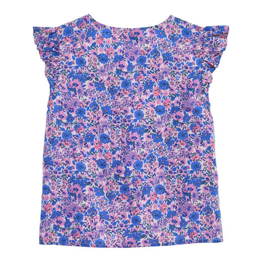 Vineyard vines girls ruffle sleeve shirt, comfortable cotton, solid color and versatile, Helen Flower M