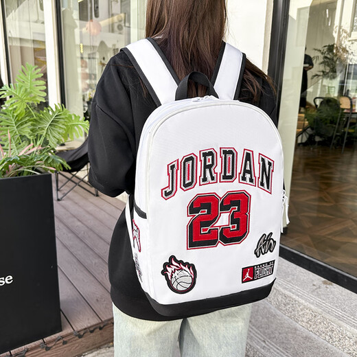 NBA VIBE Flyers Classic No. 23 Embroidery Student Middle and High School College Bag Sports AJ Backpack Large Capacity American Basket Camouflage Gray