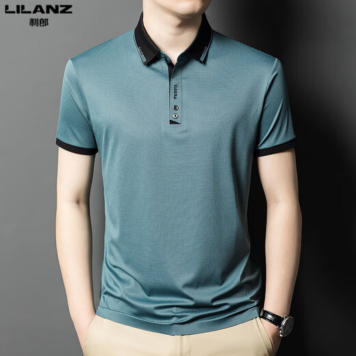 
Lilang 2025 new men's short-sleeved T-shirt summer ice silk lapel top middle-aged and young business casual POLO shirt brown 13573 one size m 165