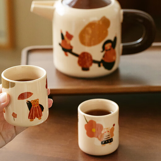 Dining General Ceramic Water Set Water Cup Mug Coffee Cup Set Flower Teapot Tea Set Gift Box Set Wedding Housewarming Gift Gift Box Set One Pot Six Cups One Tray