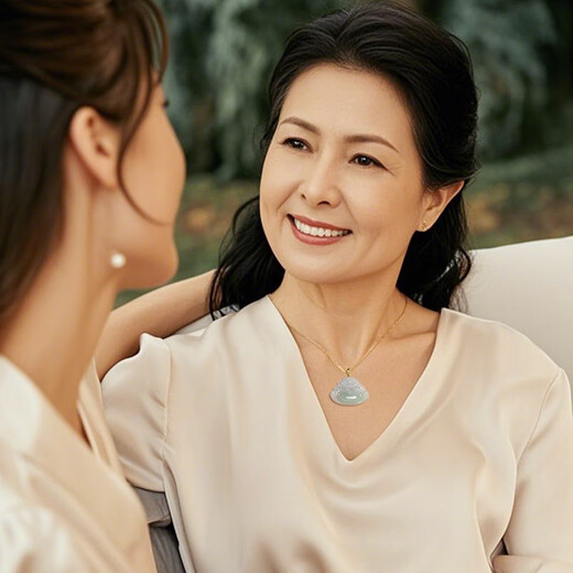 Phoenix Jewelry 18k gold inlaid jade Buddha pendant natural jadeite Maitreya Buddha jade pendant women's necklace New Year gift