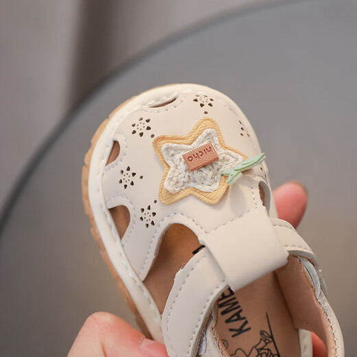 Jingqi (JOYNCLEON) baby sandals and shoes for 1 to 3 years old summer new baby girls shoes soft sole non-slip breathable indoor shoes beige 13.5 cm inside length