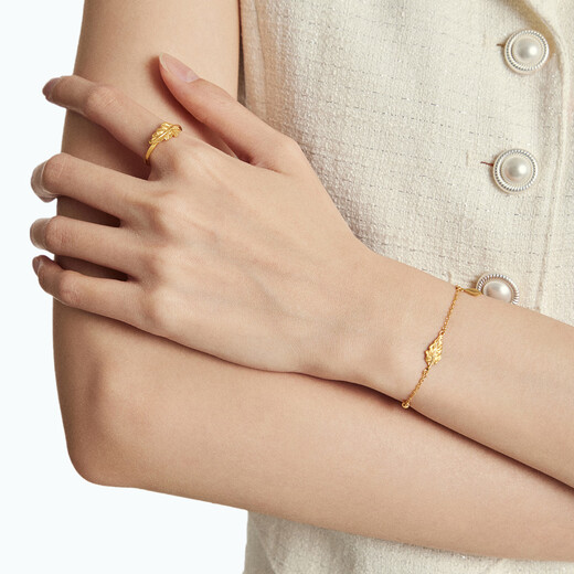 Chow Tai Fook Golden Branch Jade Leaf Three Gold Hardware Wedding Full Golden Gold Collier de femmes pour les cadeaux pour les vacances de la petite amie Cade de vacances EOF1585 45cm environ 5,15 g de prix (frais de travail de 480)