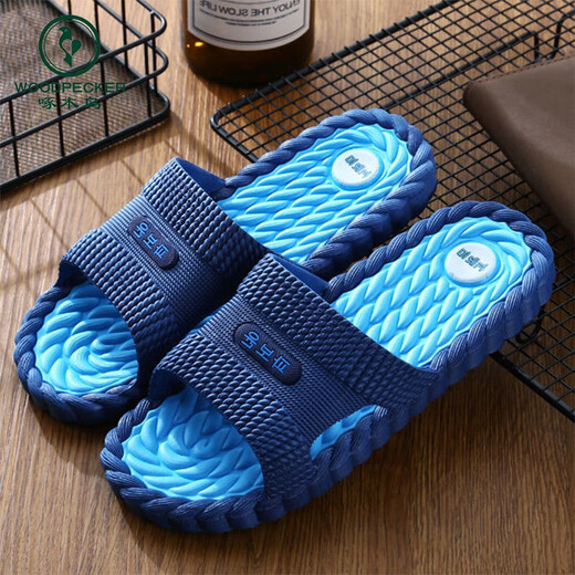 Zapatillas para hombres de pájaros carpinteros en verano, baño de baño suave de baño, baño, baño plano de baño, sandalias de pareja para mujeres 9859 [Naranja negra] 36-37 (adecuado para 35-36 desgaste)