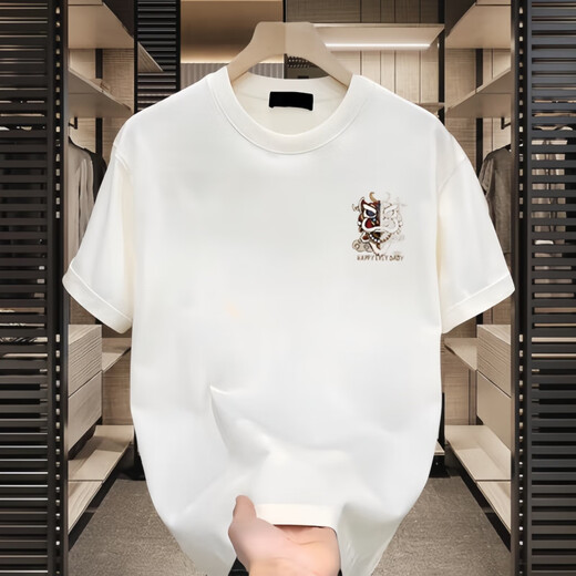 官网2024龙年重磅纯棉短袖T恤青年男女款夏季ins街头宽松圆领上衣 黑色K967 八方来财龍男装202 S 建议90-100斤