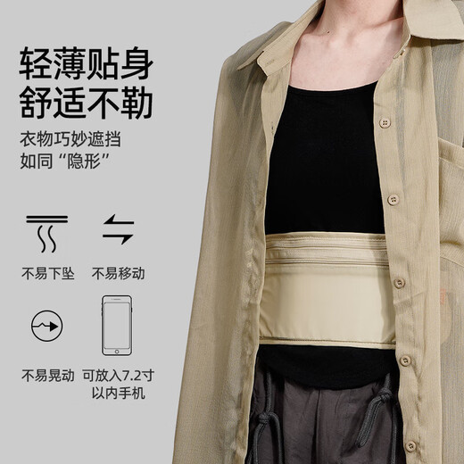 何佳功防盗包贴身腰包出国旅游运动欧洲男女隐形薄款护照包防偷钱包 灰色 均码