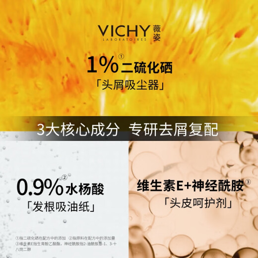 Vichy Green Etiquita anti-dandruff 1% Selenium Disulfuro Control de aceite Shampoo Soft Shampoo Mujeres para hombres 390 ml