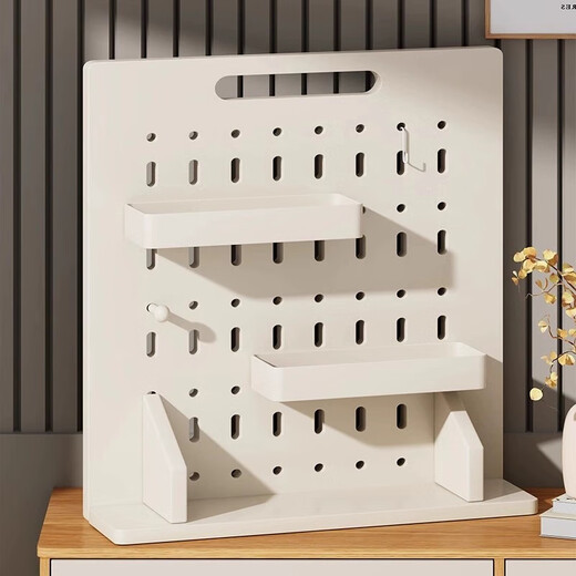 Julihui desktop hole board storage rack cream style upright computer desk desk partition bezel storage display rack upgrade combination cream white 20*37*10cm