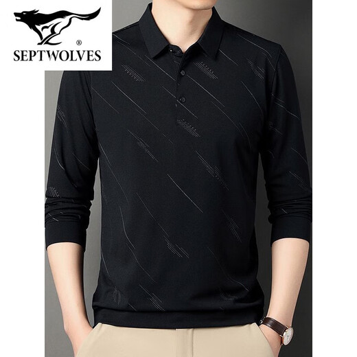 Sieben Wölfe offizielles Flaggschiff Sommereis Seiden Herren T-Shirt Langarm New Sleeve New Middle Casual Herren Dünner Papa T-Shirt 829 Gray M 48/165