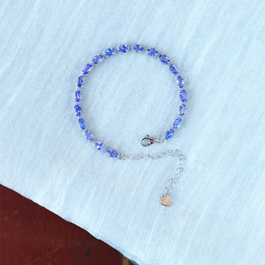 Junpo Boutique Colorful Natural Tanzanite Sterling Silver Inlaid Bracelet Women's Colorful Jewelry Jewelry Gift Randomly Send One Bare Stone Approximately 5*3MM