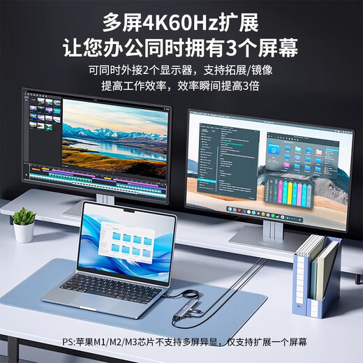 阿卡西斯Typec拓展坞USB扩展器双HDMI多屏异显扩展笔记本多口扩展 DS-9903