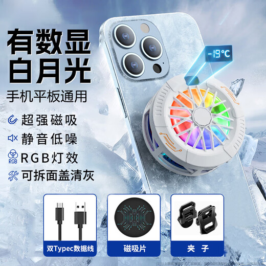 Magnetischer Handy Kühler Magnetischer Halbleiter -Rücken -Clip -Kühlung Stilles Kühlwerkzeug für iPhone Xiaomi Huawei Schwarzer Hai OnePlus Apple iPad Tablet Game Live -Sendung [Magnetic Ice Making] White/15W Overtrocking Cold Core/Magnetic Back Clip/Universal Model Model