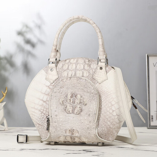 Kavanti Himalaya Shell-Tasche Licht Luxusmarke Strukturierte Krokodil-Leder-Frauentasche Echtes Leder große Kapazität Crossbody Handtasche Himalaya White-Small