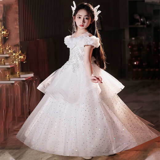 Энни Юер детское платье Light Luxury High-end Girl Host Guted Birthday Princess Юбка цветочная девочка для фортепиано костюм белый 130