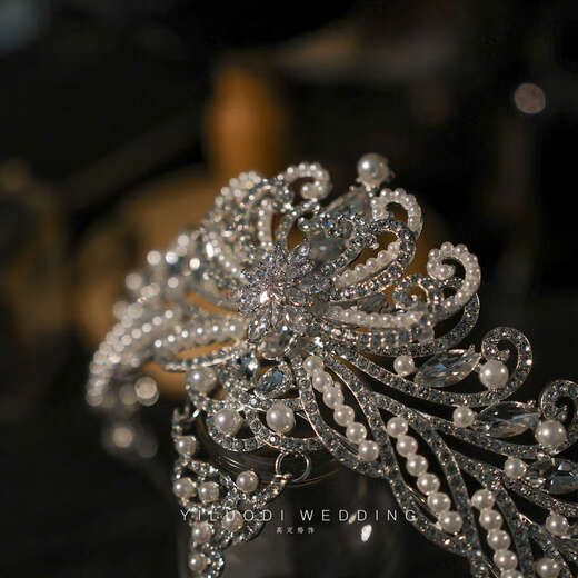 
Kawamori elegant and gorgeous European and American retro bride crown wedding wedding dress crown styling and makeup headdress stage birthday hair accessories retro zircon pendant crown YLD-096