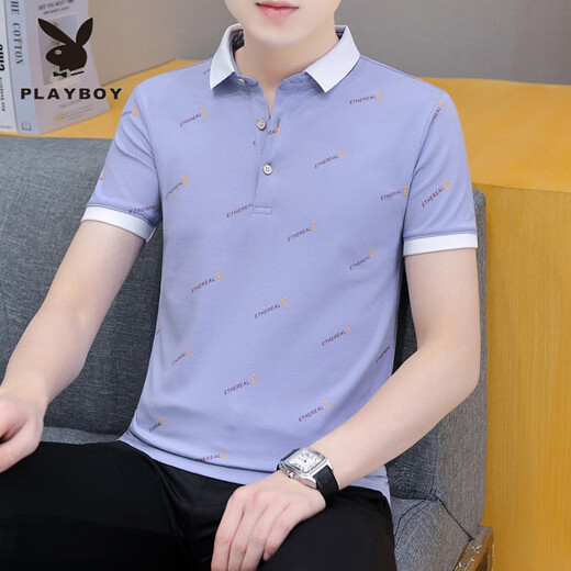 Playboy Summer Polo Shirt masculin à manches courtes à manches courtes T-shirt T-shirt T-shirt Brand Tops Men's Tops Business 679 Black M (approprié: 100-120Jin [Jin est égal à 0,5 kg]))