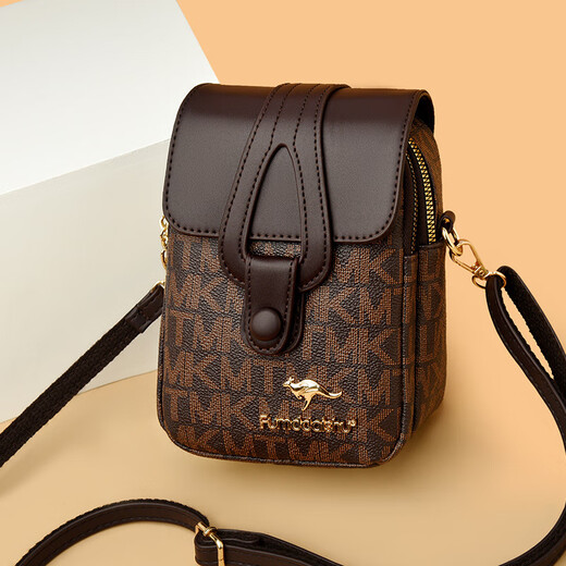 Jiemo [1159 Rückkauf] Kleine Tasche 2025 Neues Mode-Mobiltelefon-Tasche Mini Crossbody Tasche VERSATILE MULTI-LAYER KJ BROWN