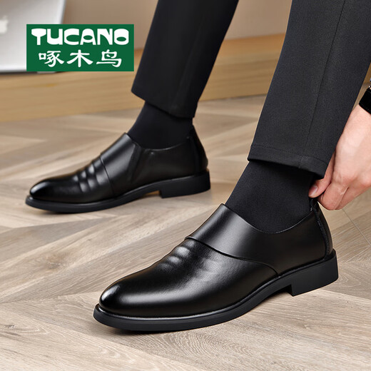Zapatos para hombres de carpintería de carpintería 2025 String y otoño Toe British Business British Cuero Zapatos de cuero para hombres Bodas Estándar Negro Estándar 6189 37