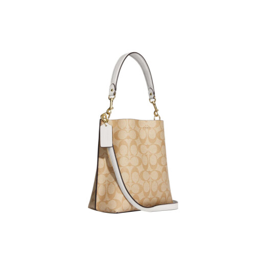 蔻驰（COACH）618蔻驰 Mollie 经典金属Logo标志性吊饰 人造革 水桶包手提 礼盒装(基础装+黄色礼盒)