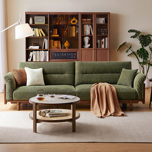 Lin's Home Nordic style log oak solid wood sofa living room small apartment LH122K3