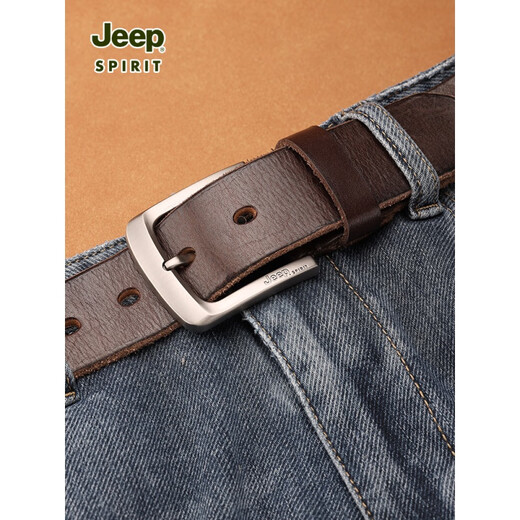Jeep Spirit Head Layer Cowide Belt Männer echte Leder Jugendgürtel Casual Pin Schnalle Männer handgefertigt Jeansgürtel 1047 [Retro Bronze Schnalle] Verdickter Gürtel 110 cm