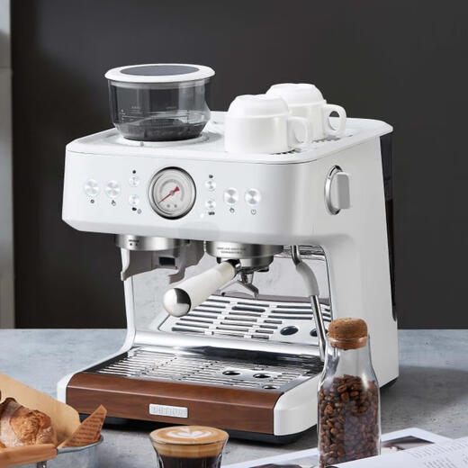 Petrus Dual-Kessel Italiener Voll halbautomatische Kaffeemaschine Haushaltsmilchmilch-Schaummaschine Schleifmaschine kleines Meersalz weiße PE3899 [offizielles Lagerhaus gerade Haare]